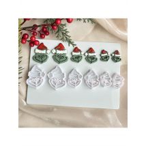 Christmas Cookie Cutter SANTA GRINCH  3 Sizes 2 Cut Versions  Earrings Making Mold Polymer Clay