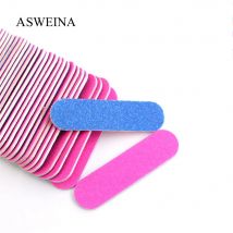 Asweina 50/100 pcs/lots doppelseitige Nagel feilen Mini-Puffer Werkzeuge DIY Sandpapier Nagels pitzen rosa blau Schleifen profession ell