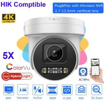 Telecamera IP PTZ compatibile con Hikvision Zoom 5X 8MP Luce ibrida CCTV domestico Video sorveglianza esterna POE IP66 Protezione di sicurezza