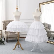 Einstellbare Tee länge Lolita Petticoat Puffy Krinoline Unterrock mit Spitzen besatz