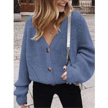 Herbst Winter frauen Neue Pullover frauen Strickjacke Einfarbig Sexy V-ausschnitt Modische Laterne Hülse Taste Strickjacke