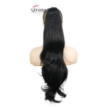 StrongBeauty 26" Haarteil, Pferdeschwanz, Clip-on-Verlängerung, langes Haar, gewellt, Schwarz