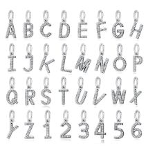 Original 925 Sterling Silber Charms A-Z Buchstaben Alphabet Zahlen Anhänger Perlen Fit Marke Armbänder Halsketten Frauen DIY Schmuck