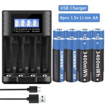 Batteria ricaricabile agli ioni di litio AA da 1,5 V 3400 mWh Batteria AA da 1,5 V per termometro Batteria ricaricabile AA da 1,5 V Batterie AA