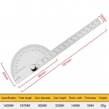Winkelmesser, Winkellineal, Trennlehre, Winkellineal, 180 Grad, halbrund, Zimmermanns-Winkellineal, 14 cm, 1 Stück