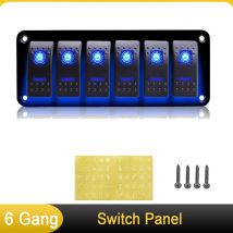 6-Gang-Schalttafel, 12 V/24 V, Wippschalter, EIN/AUS, wasserdicht, für Auto, Boot, Marine, Wohnmobil, LKW, Wohnmobil, Fahrzeuge