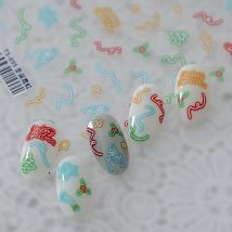 1 Stück 5D neue handwerkliche Nagelaufkleber, hochwertige, einfache Weihnachtsnagelaufkleber, Weihnachtsneon, schlichtes Design, Nagelkunstaufkleber