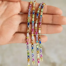 2025 neue Geometrische 5A CZ Regenbogen Bunte Emaille Tennis Kette Armband Halskette Runde Quadratische Auge Rechteck Form Frauen Schmuck