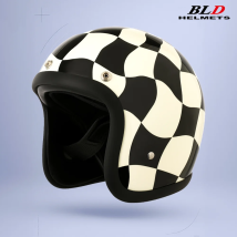 BLD TT&COCASCOS 500TX Classic Checkered Retro Helmet Black White Unisex Motorcycle Helmet Vintage Moto Scooter Riding Gear