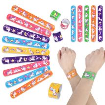 10 stücke Cartoon Einhorn Klatschen Kreis Mädchen Tier Thema 1. Geburtstag Party Dekoration Kinder Spielzeug Geschenk Meerjungfrau Dinosaurier Slap Armbänder