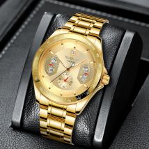 Gewinner Sport Gold Automatik uhr für Männer Datum Anzeige leuchtende Zeiger Edelstahl armband Top Marke Luxus mechanische Uhren