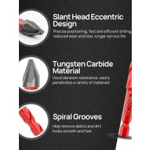 FOCSTOL Drill Bit Core Quick-Fit 10pcs 5-12mm Carbide Eccentric Drill for Ceramics Marble Glass Wood Plastic PVC Pipe Hole Saw