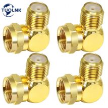 F-Typ-Stecker auf Buchse, rechtwinkliger Koax-Adapter, F-Stecker auf F-Buchse, 90-Grad-HF-Koaxialstecker, vergoldet, für Wandmontage