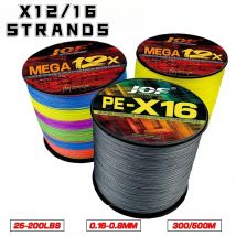 JOF 12X/16X Stränge Geflochtene Schnur 500/300 m 4 Farben Alles für Angelschnur MaxDrag 200LB Multifilament PE Linie Salzwasser Meer Angeln