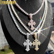 2025 Nuova collana con ciondolo croce ghiacciata per donna uomo con catena da tennis da 5 mm catena da tennis con zirconi cubici gioielli hip-hop di lusso