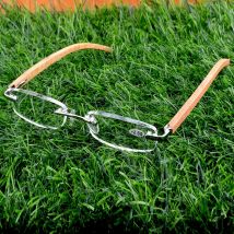 NOMANOV Natural Bamboo Wood Temples Frame Anti-fatigue Resin Rimless Reading Glasses +0.75 +1 +1.25 +1.5 +1.75 +2 To +4