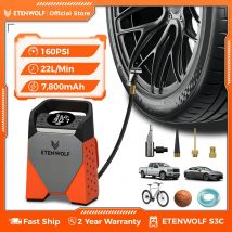 Nuovo ETENWOLF S3C Pompa di Gonfiaggio per Pneumatici Portatile 7800mAh 160 PSI Compressore per Auto Powerbank Elettrico Senza Fili Pompa di Aria Strumenti HA CONDOTTO LA Luce