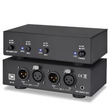 2-Kanal 48V Phantom Netzteil Dual Mixed Output Mikrofon Netzteil mit 3,5mm Audio Kabel für MIC Musik Aufnahme