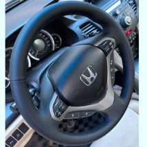 DIY handgenähte rutschfeste schwarze Mikrofaser-Leder-Auto-Lenkradabdeckung für Honda Spirior OId Accord Autozubehör