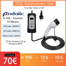 Caricabatterie EV Tipo 1 Tipo 2 Modalità 2 Livello 2 EVSE per corrente auto elettrica regolabile 5 metri 10 metri