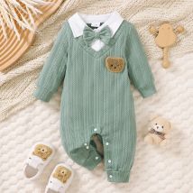 Baby Clothing Baby boy Bodysuit lapel Bow Spring and Autumn Long sleeved Bodysuit  suitable for Male babies aged 0-18 Months