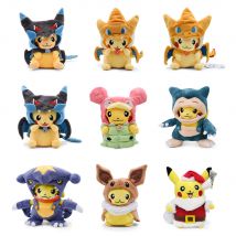 Cos Eevee Pikachu Cosplay pluszowe zabawki Pikachu Peluche Lucario wypchane zwierzę lalka prezent kolekcjonerski, kreskówka 20-30CM