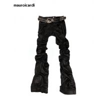 Mauro icardi Frühling Herbst lang geschnittene dünne mattschwarze pu Leder geraffte gestapelte Hosen Männer Luxus Designer Kleidung Hosen
