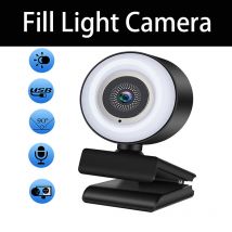 Webcam 1080P Mini fotocamera Webcam Full HD con luce di riempimento ad anello Microfono USB Trasmissione in diretta per riprese video su Youtube PC Laptop