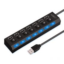 Szybki 4/7 portów USB HUB 2.0 Adapter Expander Multi USB Splitter Multiple Extender z włącznikiem lampy LED do laptopa PC
