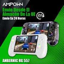 AMPOWN ANBERNIC RG557 Consola de juegos portátil con pantalla AMOLED de 5,48 pulgadas Videojuego retro Android 14 Almacén de la UE