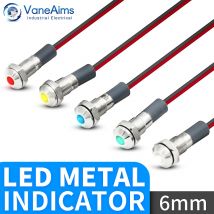 VaneAims 6mm Indicatore LED in metallo Montaggio a pannello Lampada di segnalazione piccola Rosso Blu Giallo Verde Bianco 220V 24V 12V 6V 3V