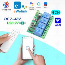 Ewelink wifi smart switch, usb 5v dc 7v-48v 4 kanäle relais, diy garagentor schalter modifikation, alexa google home sprach steuerung