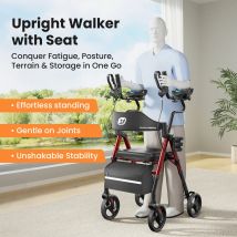 Camminatore verticale, Girello rollator stand up con sedile imbottito e schienale, Camminatori per anziani, Camminatore pieghevole con sedile