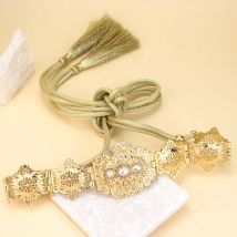 Sunspicems Algerien Arabisch Frauen Kleid Taille Gürtel Hand Seil Quasten Kette Marokko Kristall Metall Körper Schmuck Braut Bijoux