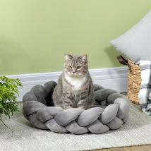 PawHut Cama para Perros Pequeños con Cojín Independiente 55x55x14 cm Gris