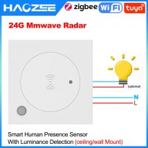 Haozee Tuya WiFi/ZigBee 24G MmWave Radar Smart Human Presence mit Beleuchtungsdetektor, unterstützt Lichtschalter, 95–250 V