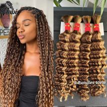 Nabi Boho Braiding Hair Bulk Deep Wave Hair Bundles Extentions No Weft Bulk Hair Bundles for Boho Braiding