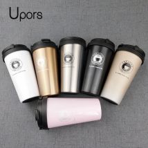 UPORS 500 ml Kaffeetasse, kreativer Reisebecher aus Edelstahl 304, doppelwandiger, vakuumisolierter Becher, Teetasse mit breiter Öffnung und Deckel