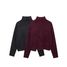 HH Maglione dolcevita vintage bordeaux da donna Pullover lavorato a maglia a maniche lunghe casual Autunno Inverno Maglieria calda solida da donna