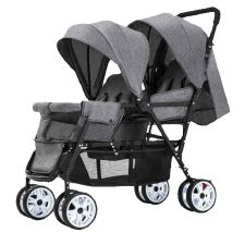 Cochecitos gemelos de STOCK europeo, cochecitos dobles de dos asientos para niños, cochecito plegable, venta al por mayor, cochecito de bebé, asientos delanteros y traseros