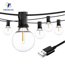 100/50/25ft USB LED Lichter 5V 1W G40 Kunststoff Birne Im Freien Wasserdichte Zelt Fee Terrasse girlande String Licht Hochzeit Dekor