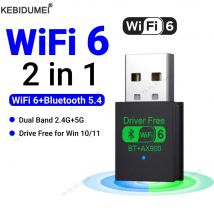 Adattatore USB WiFi Bluetooth 5.4 da 900 Mbps Dongle 2in1 Dual Band 2.4G 5GHz USB WiFi 6 Ricevitore Wlan wireless di rete DRIVER GRATUITO