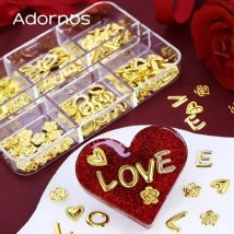 150 pcs/box Valentines Day Metal Rivet 3D Epoxy Silicone Mold Filler Love Heart Metallic Accessories DIY Jewelry Crafts Making