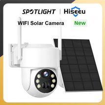 Telecamera solare Hiseeu 4MP Wifi telecamera IP di sorveglianza Wireless 2K per esterni con pannelli solari, telecamera di rilevamento del movimento PIR, PTZ Wifi