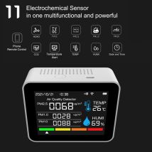 Raumluftqualitätsmonitor, 12 Funktionen, WiFi-Thermometer, Hygrometer, WiFi für Tuya Smart App mit 2,8-Zoll-Farbdisplay, unterstützt Alar