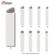 0.2MM White 9/11/12/14/18/21 Microblading Needles For Embroidery Pen Pernement Makeup Eyebrow Tattoo Supplies OEM Micro Blades