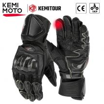 KEMIMOTO Guanti da moto in pelle Guanti da corsa con polsino lungo Estate Kevlar CE Knuckle Protect Guanto da moto per uomo professionale