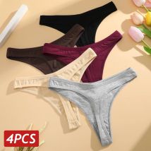 4 pz/set Mutandine di Cotone Delle Donne Senza Soluzione di Continuità A Vita Bassa Perizoma V-Cintura di Colore Solido Biancheria Intima Traspirante Femminile Morbida Lingerie Intimo