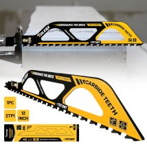 Brzeszczot TOLESA 12 cali z węglika spiekanego do pił szablastych, 2 TPI, do cięcia cegieł bąbelkowych, cegieł pustoklatych i betonu.