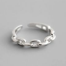 Neue Mode Einfache Persönlichkeit Kette Geformt 925 Sterling Silber Hohl Feine Verstellbare Öffnung Ringe R173